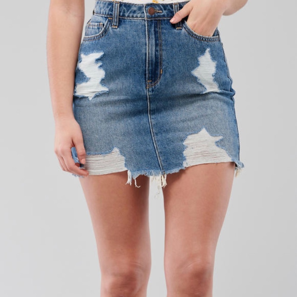 hollister high waisted denim skirt